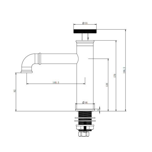 Lavatorio Monocomando Industrial Negro Mate 000