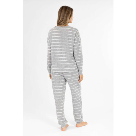 Pijama hacci rayado gris Gris
