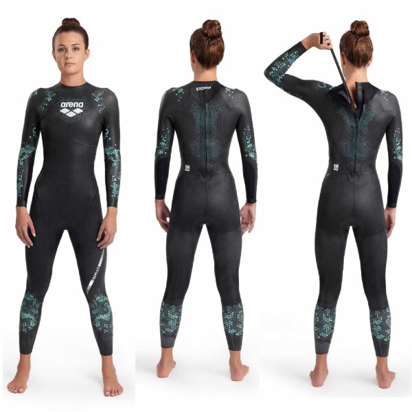 Traje de Neopreno con Carbono de Competición para Aguas Abiertas Mujer Powerskin Storm Swimsuit Carbon Wetsuit Negro