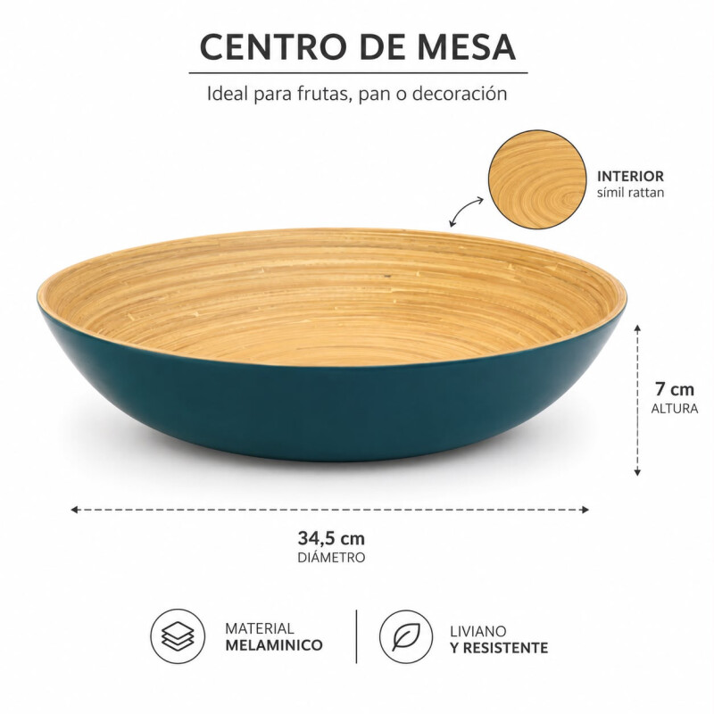 Centro de Mesa en Melamina Interior Simil Rattán Azul