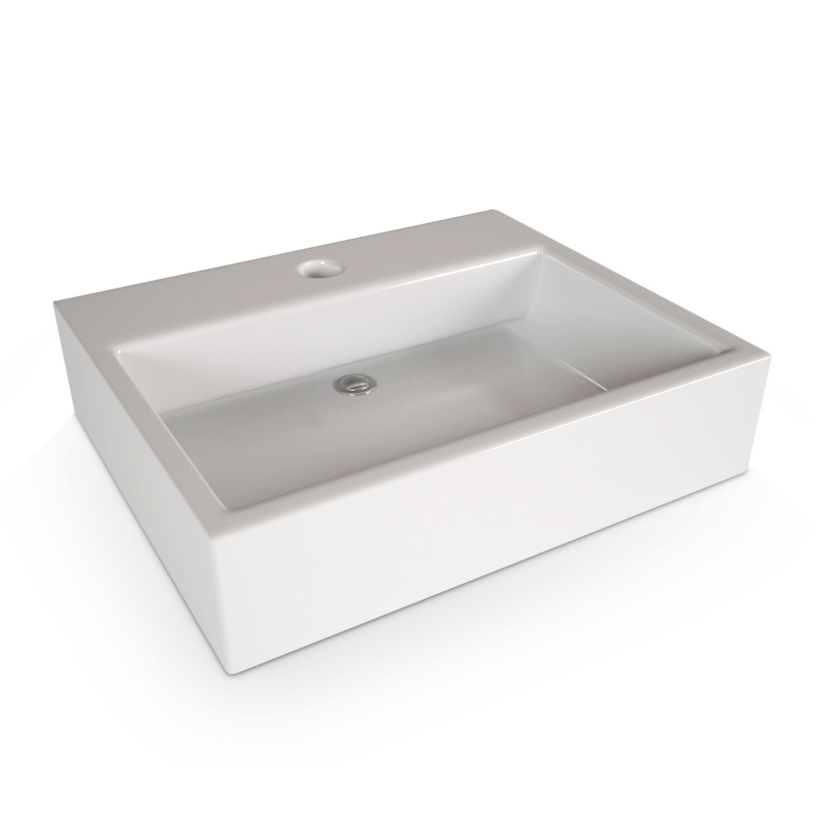 Bacha De Apoyo Rectangular Loza Blanco Línea Abi 58X46X15 