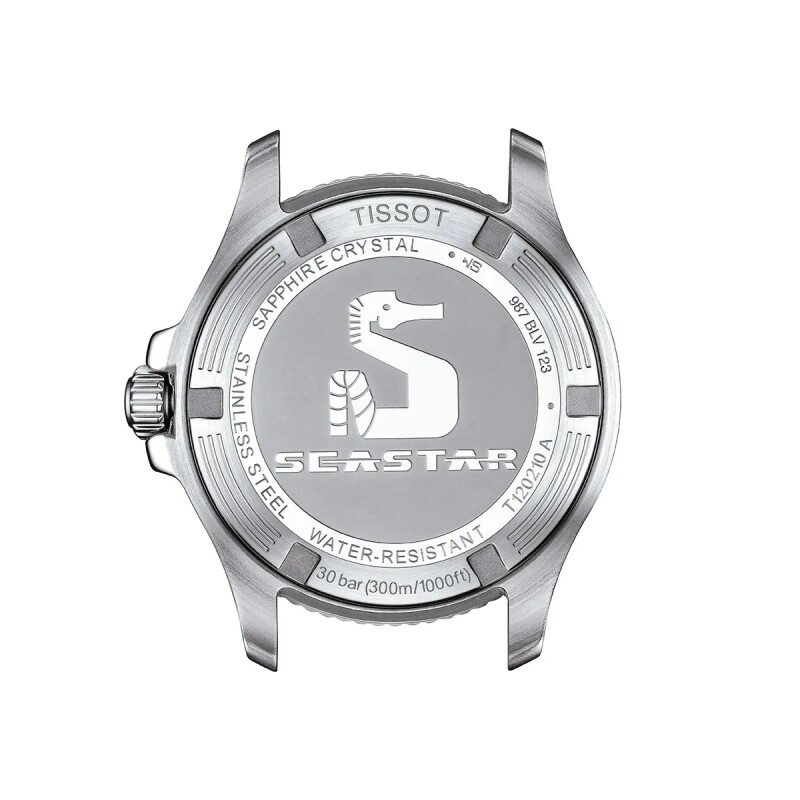 Reloj Tissot Seastar T1202101105100 para dama con correa de acero Negro