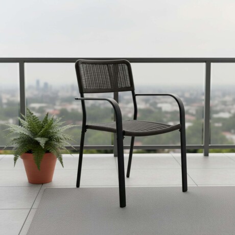 SILLA EXTERIOR RATTAN-SINTETICO-Y-ACERO MARRON PEKIN