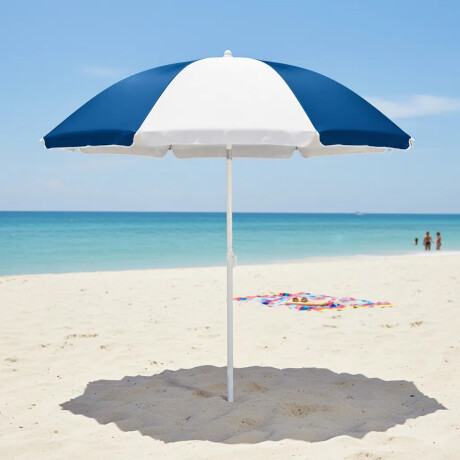 Set Sombrilla FPS 70 + Silla Plegable + Saca Arena Playa MOR Azul Marino/plata