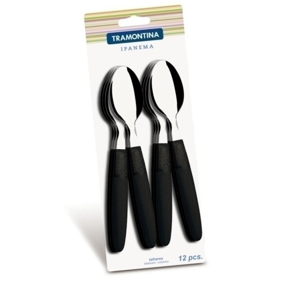 Cuchara de mesa con mango plástico negro, modelo IPANEMA, 12 piezas TN9025