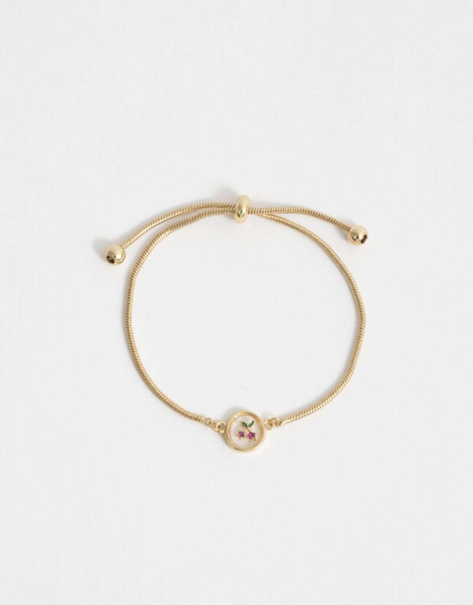 Pulsera Flexible Dije Bañada En Oro - Dorado 