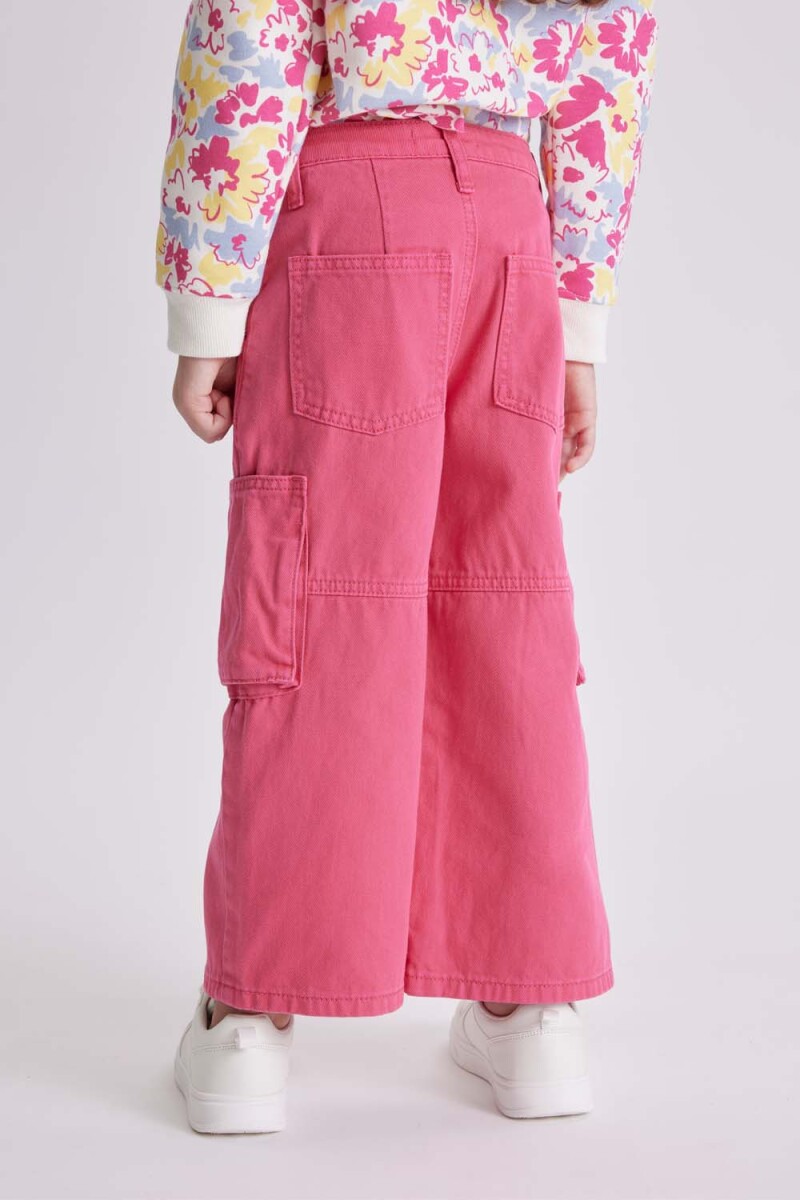 Pantalón de jean cargo Fucsia