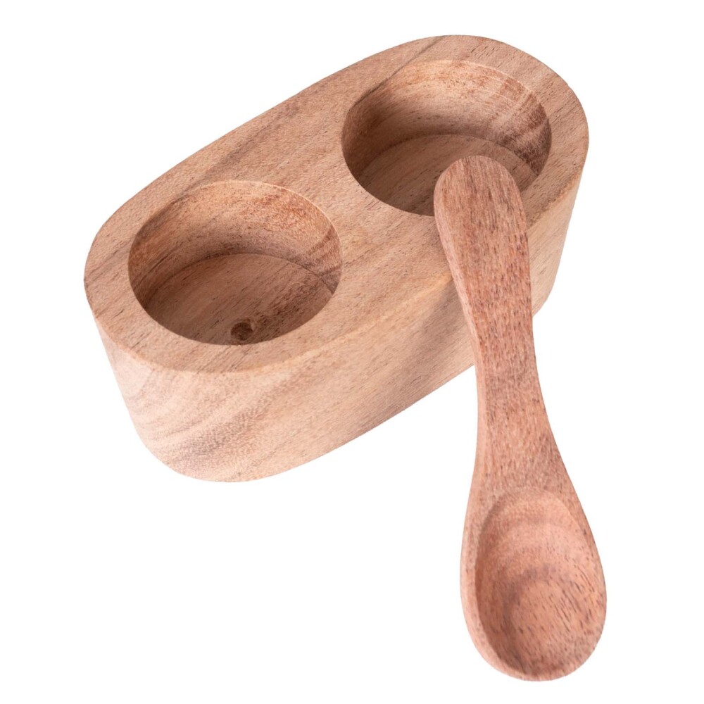 SOPORTE SAL/PIMIENTA C/CUCHARA MADERA-ACACIA NATURAL-BEIGE 9275