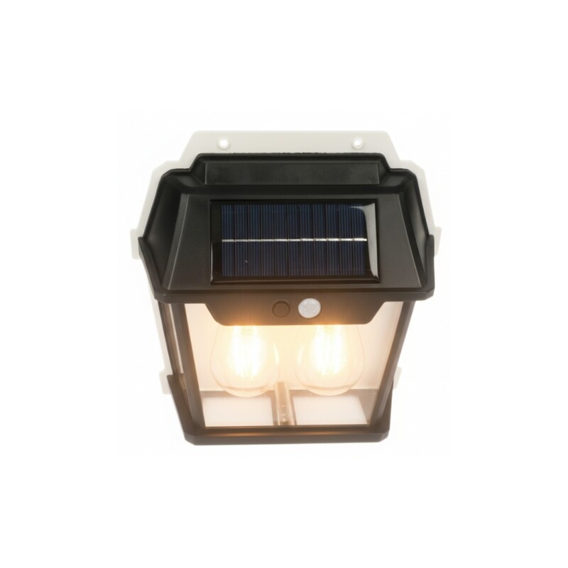 FAROL DE PARED CON DOBLE LED Y CARGA SOLAR NEGRO FAROL DE PARED CON DOBLE LED Y CARGA SOLAR NEGRO