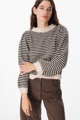 Sweater Fiber Rayas Negro