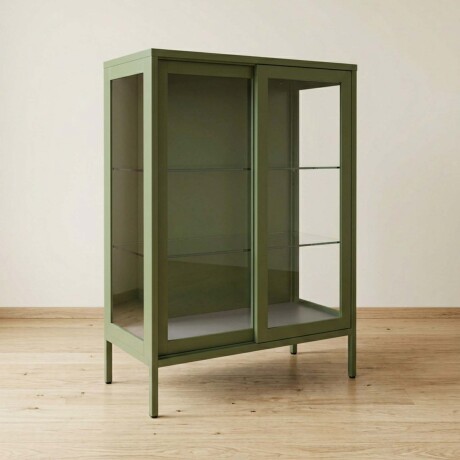 APARADOR 2P VIDRIO METAL VERDE OLIVIA