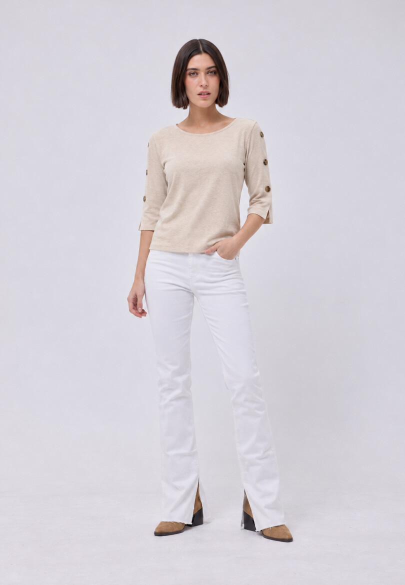 Remera Botones Beige