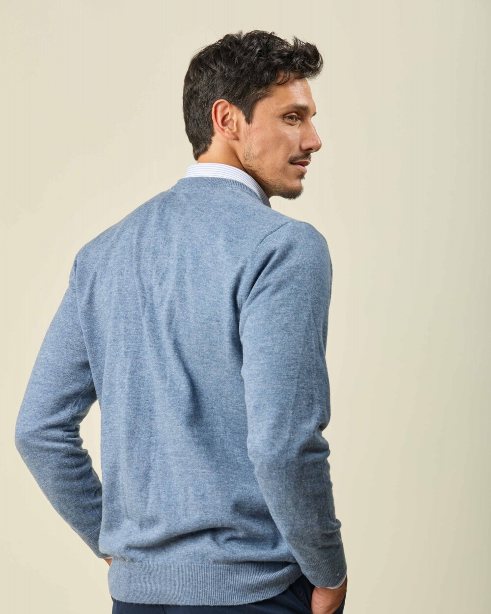 Buzo Lambswool Escote V Jean