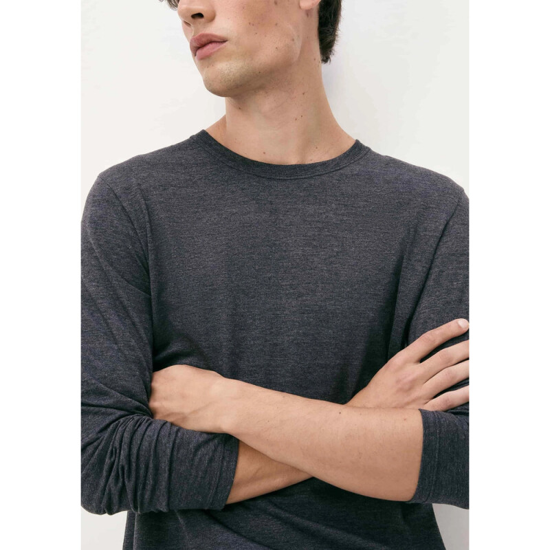 CAMISETA ML MASC PRETO MESCLA