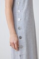 Vestido de lino con botones gris melange