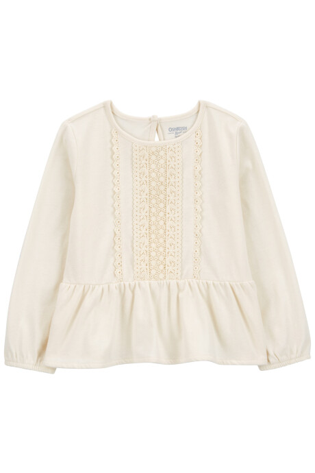 Blusa de algodón, con encaje y volado Sin color
