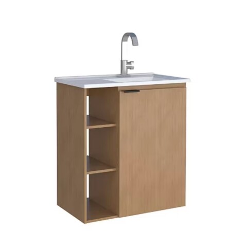 Mueble de baño suspendido Hortensia Jequitibá 62 cm con Bacha de resina Mueble De Baño Suspendido Hortensia Jequitibá 62 Cm Con Bacha De Resina