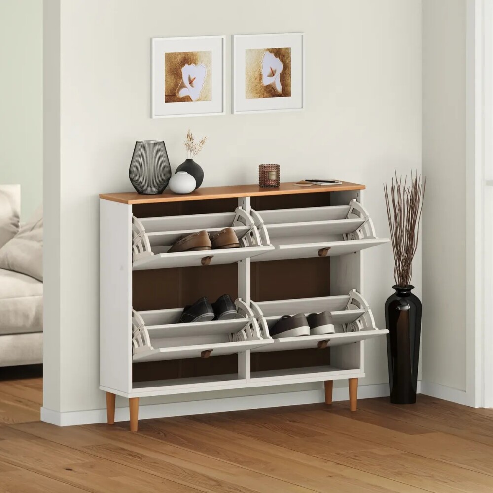 ZAPATERA 4 PUERTAS MADERA MACIZA DORMITORIO Color blanco