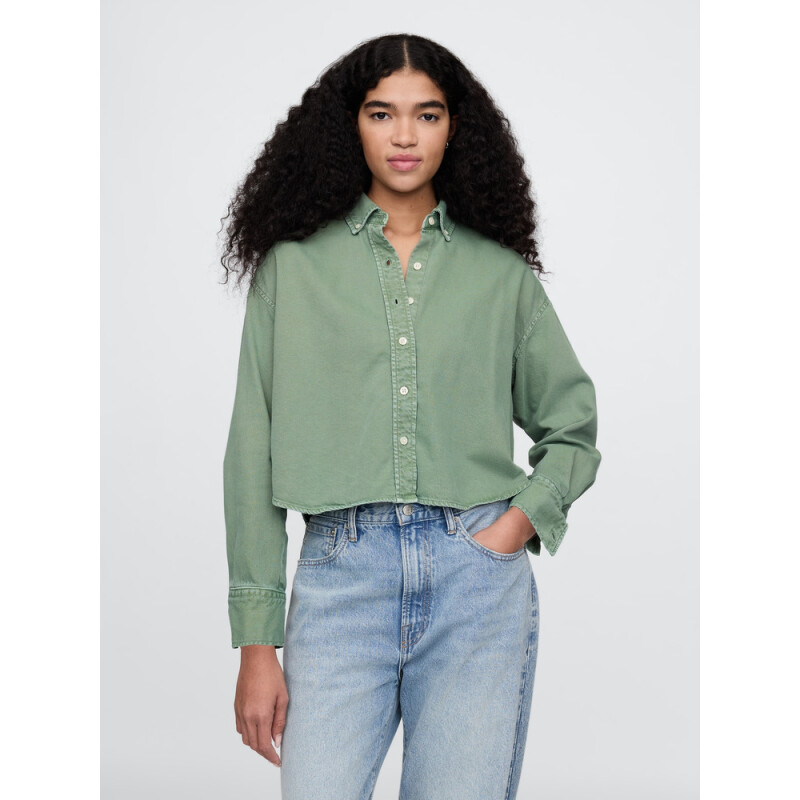 LS CROPPED SWING SHIRT - GMT DYE TWILL TWIG