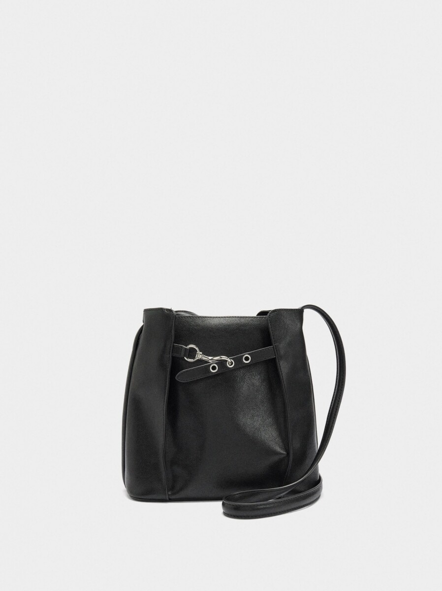 Bolso Bombonera Con Pliegues Laterales - negro 