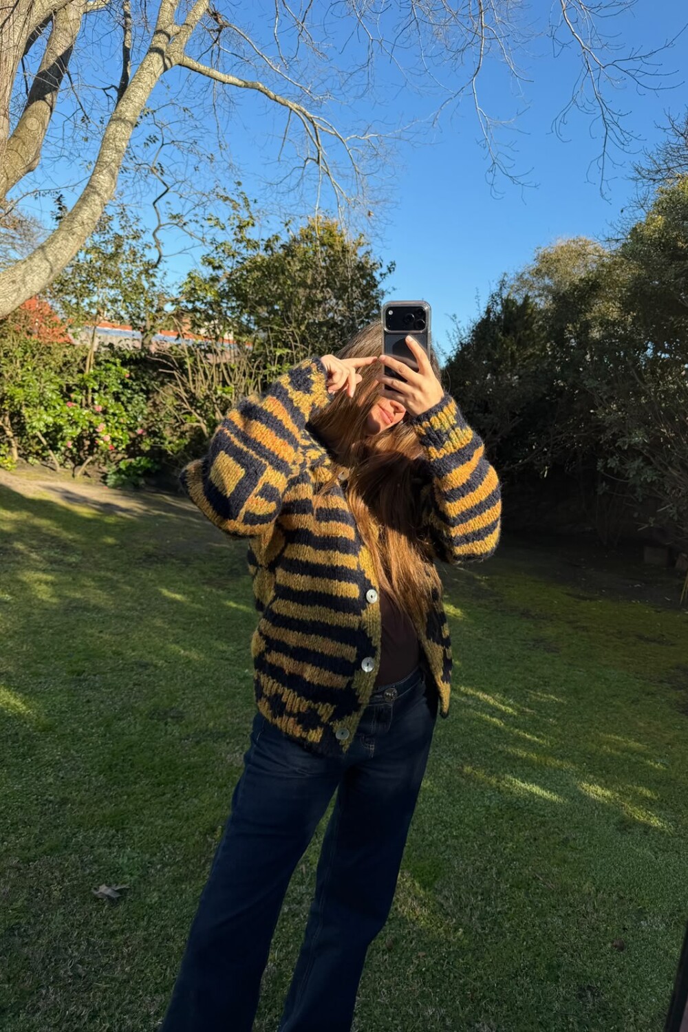Short Eclectic Sweater Mostaza / Azul Marino