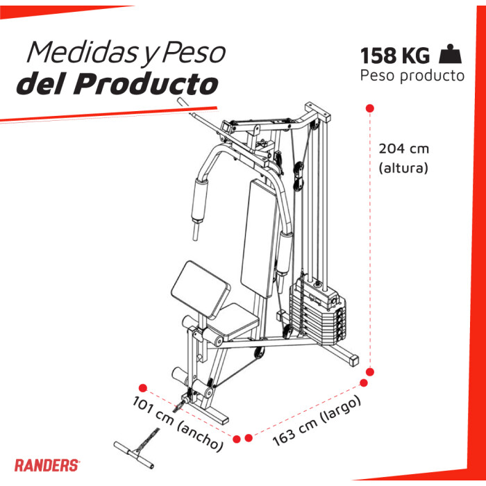Multigimnasio Randers ARG-63167-5 con 100 kg de Pesas Multigimnasio Randers ARG-63167-5 con 100 kg de Pesas