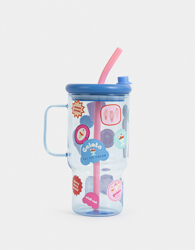 Artículos cocina Vaso De Vidrio Con Stickers - Combinacion Multicolor