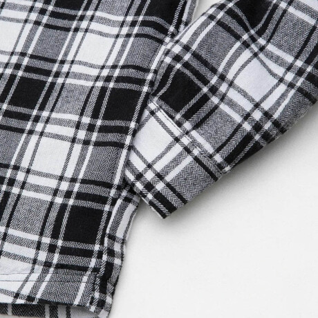 Campera Camisa Leñadora Cangurito Capucha Con Cierre Blanco