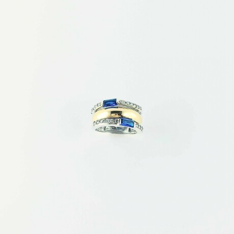 Anillo de plata 925 y double en oro 18 ktes con circonias. Anillo de plata 925 y double en oro 18 ktes con circonias.