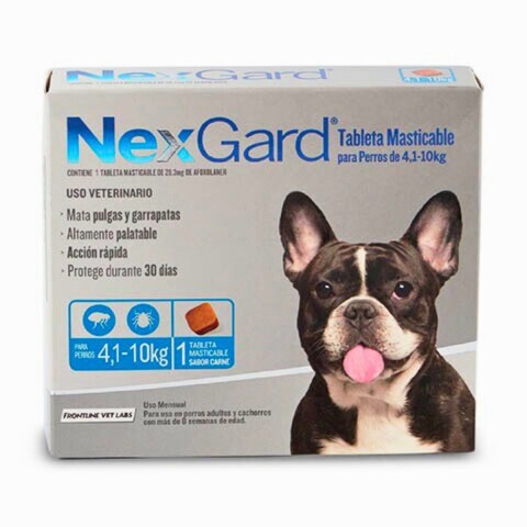 NEXGARD PASTILLA ANTIPULGAS Y GARRAPATAS X 1 COMP DE 4 A 10 KG