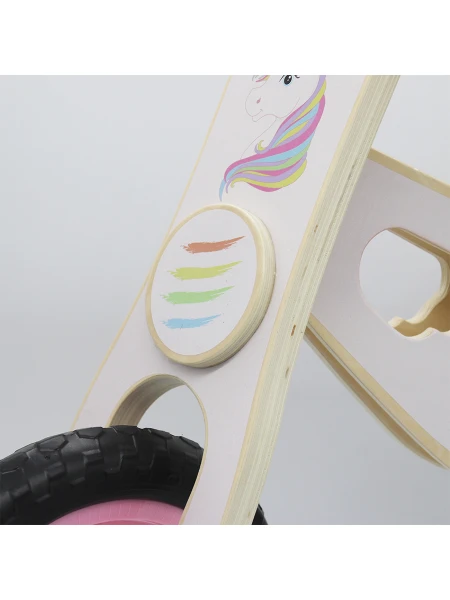 BICICLETA DE MADERA UNICORNIO ROSADO