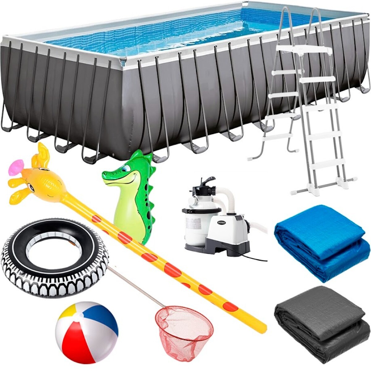 Piscina Intex Estructural 17203 L 549x274x132 + Bomba - Gris 