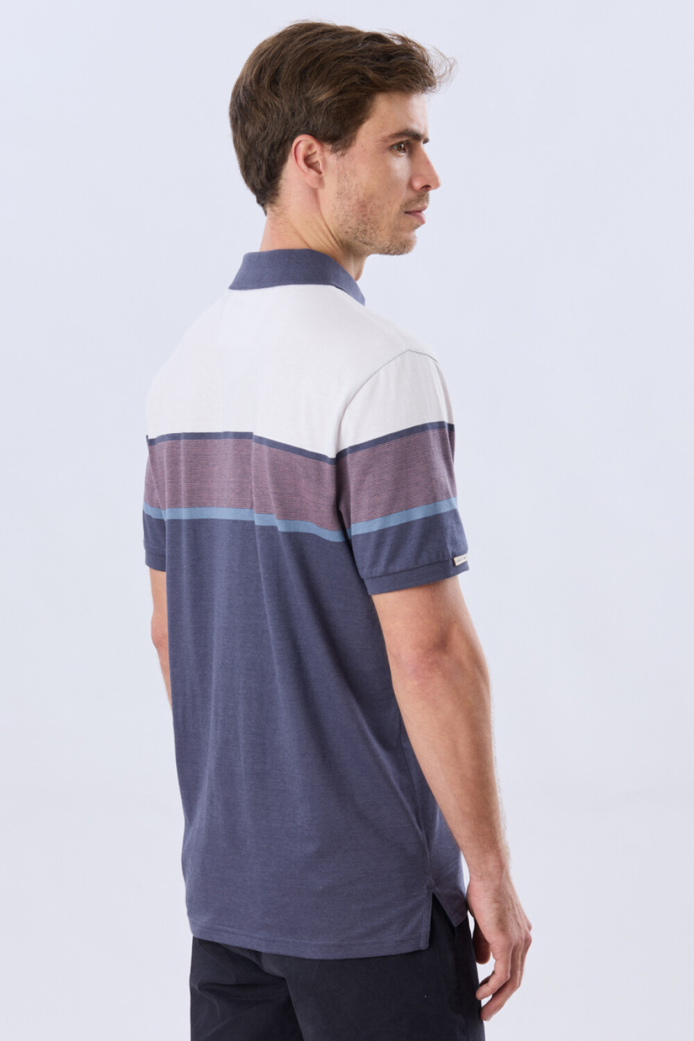 REMERA POLO RAYADA JERSEY Blanco