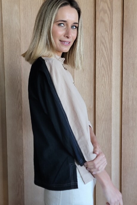 Camisa Carlotta 2.0 Combinada Beige y negro