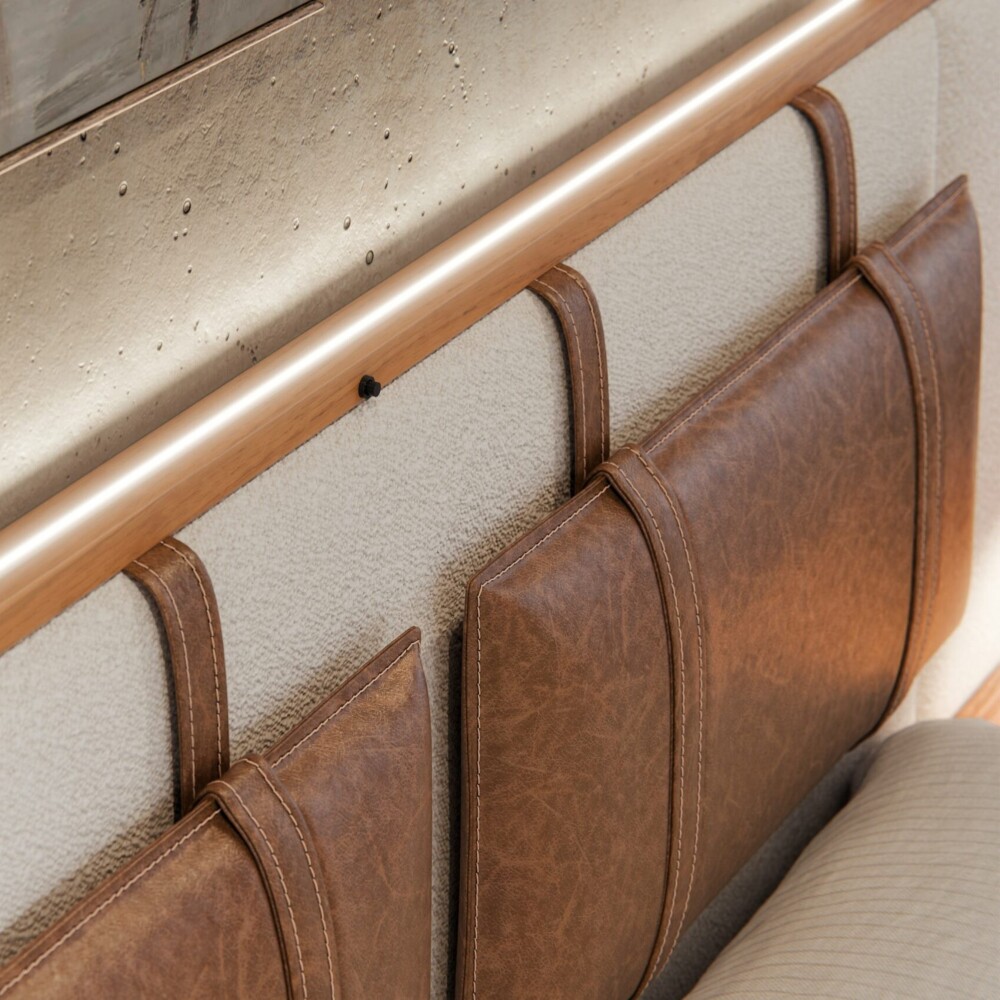 Almohadones X2 Para Respaldo Cama - Brown Leather - Moderna Almohadones X2 Para Respaldo Cama - Brown Leather - Moderna