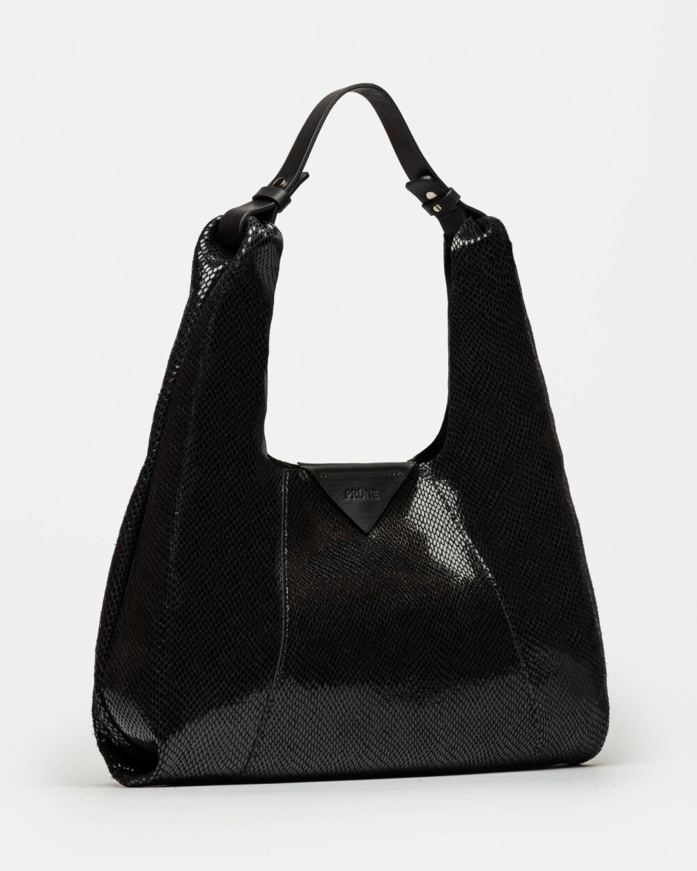 Cartera al hombro The Shopping En Cuero Grabado Snake Negro