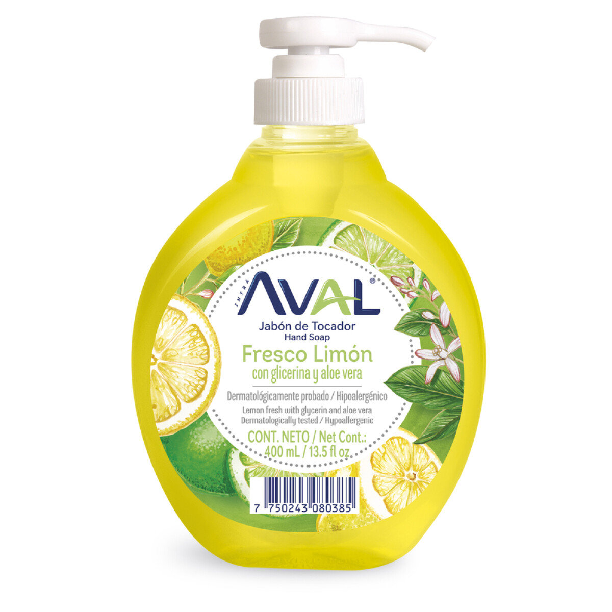 JABON LIQUIDO P/MANOS AVAL 400 ML LIMON 