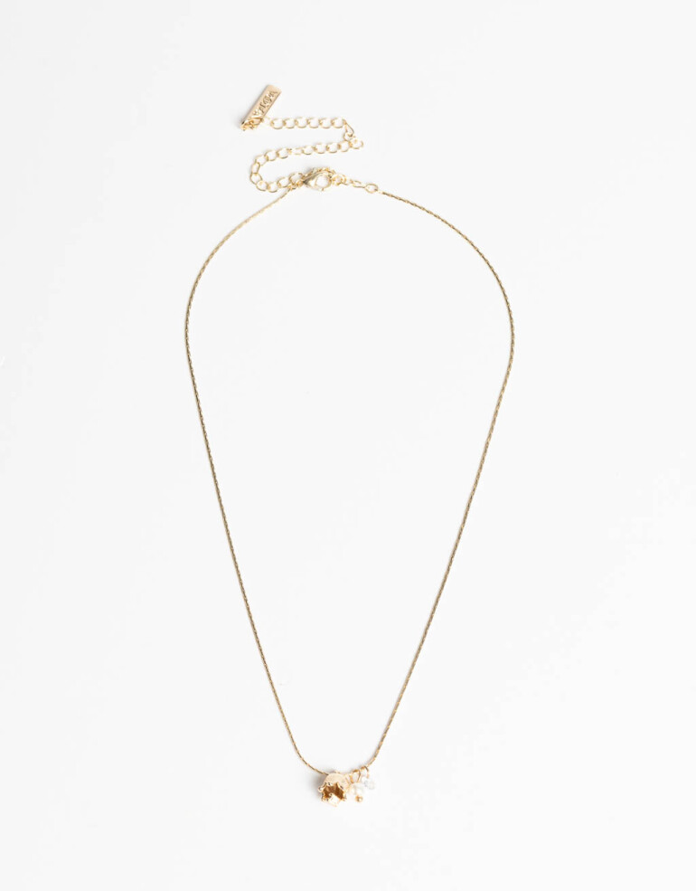 Cadena Corta con Dije Strass Collar Con Dije Tulipán - Dorado