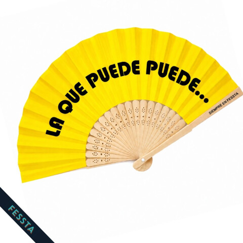 Abanico "La que puede puede" Amarillo