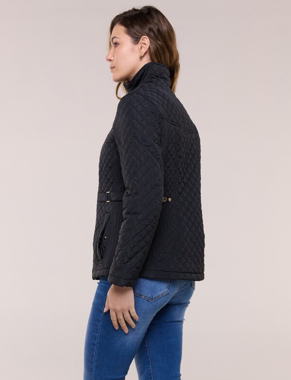 Campera Matelaseada Con Ajuste En Cintura NEGRO