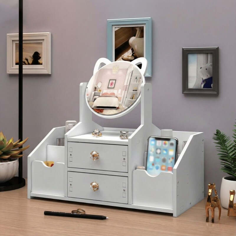 Organizador Maquillaje Cosmético Espejo Gatito Makeup Organizador Maquillaje Cosmético Espejo Gatito Makeup