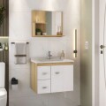 MUEBLE BAÑO SUSPENDIDO 60 CM CON MESADA Y ESPEJO BLANCO/CARVALHO MUEBLE BAÑO SUSPENDIDO 60 CM CON MESADA Y ESPEJO BLANCO/CARVALHO