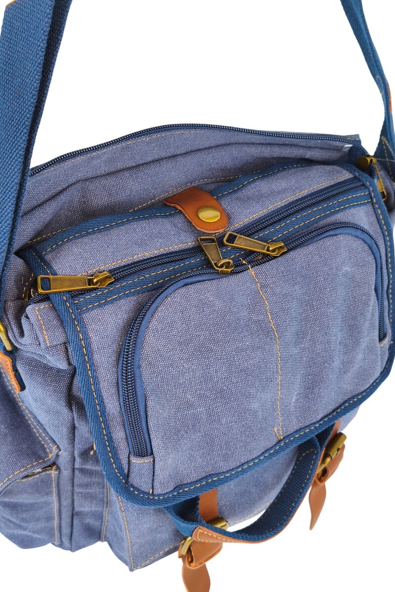 Bolso con múltiples bolsillos interiores azul