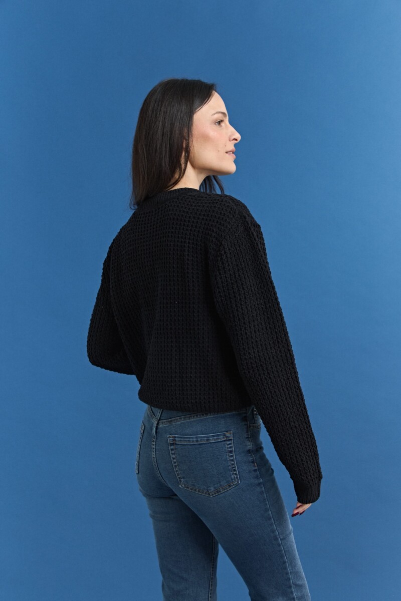 Sweater en punto waffle NEGRO