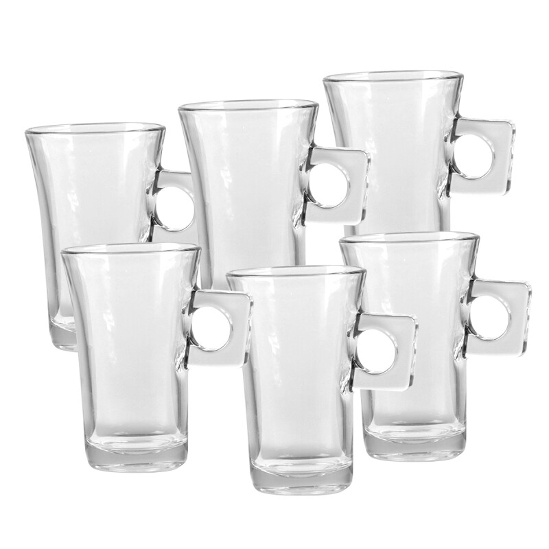 Set 6 Tazas con asa Gaiyo 250ml TRANSPARENTE