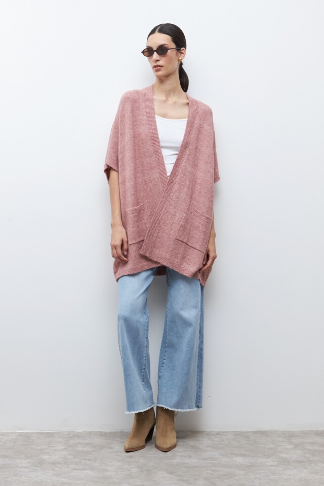Ruana clásica rosa melange
