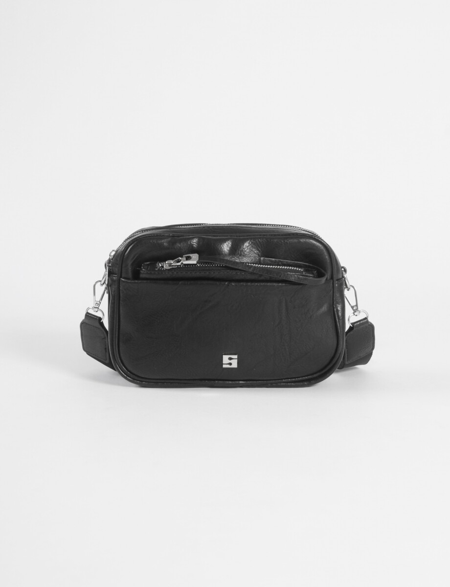 Cartera de hombro con cierres - negro 