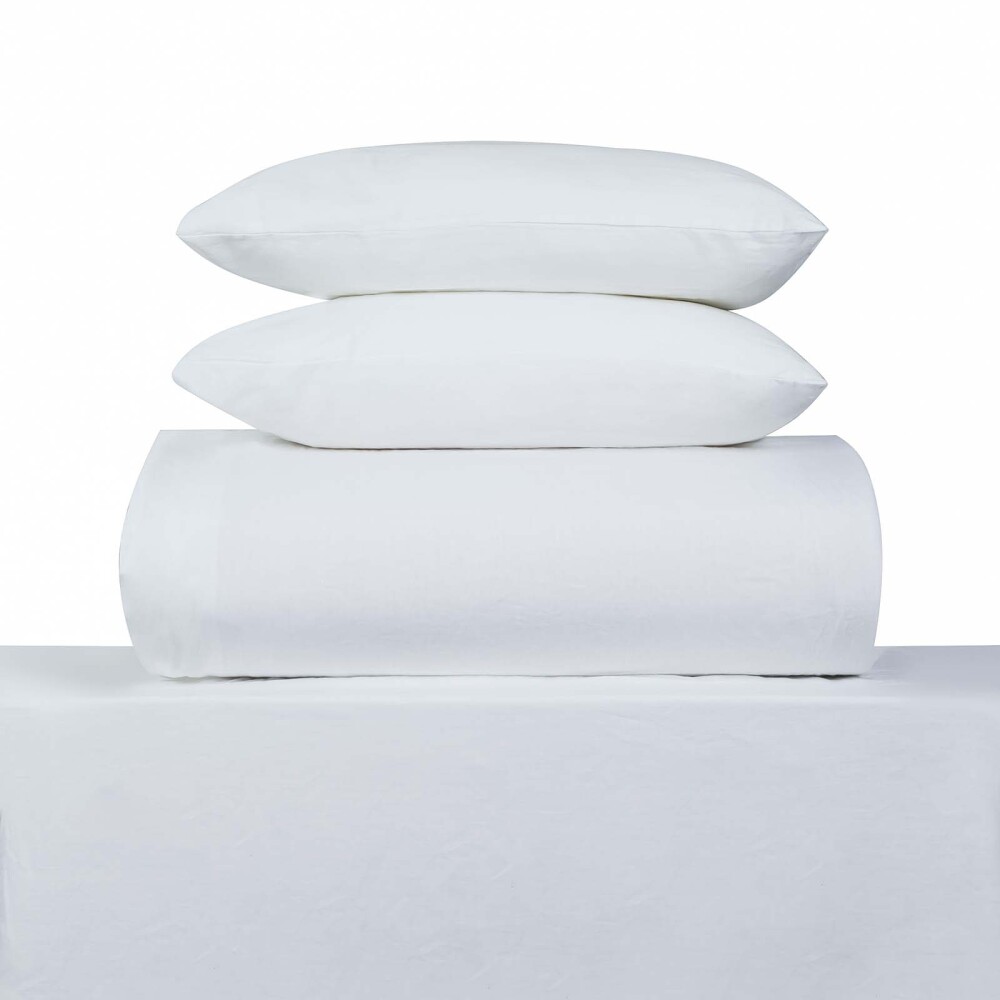 JUEGO DE SABANAS 2 PLAZAS LINO BLANCO PURE