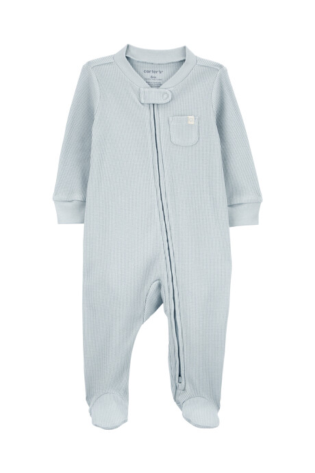 Pijama uno pieza de algodón térmico, con pie, azul Sin color