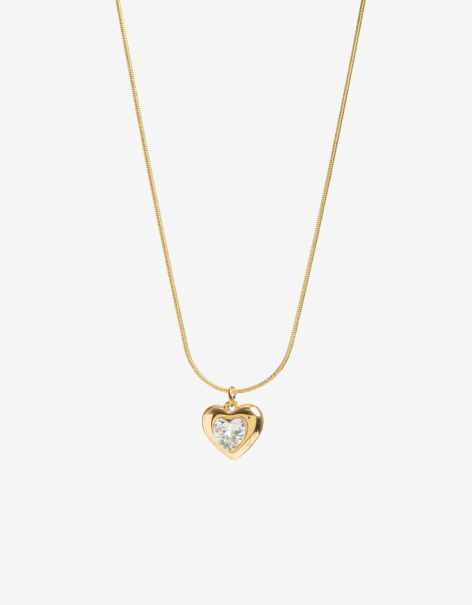 Collar De Acero Con Cubic - Dorado 